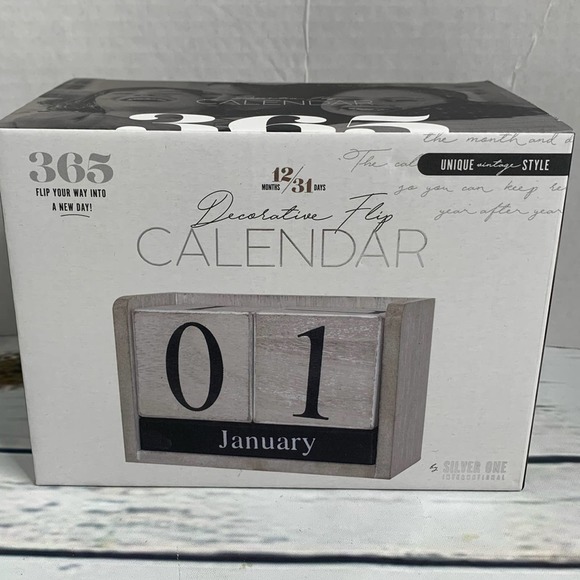 New in Box Decorative Wood Calendar - Picture 1 of 6